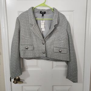 Express Jacket Tweed Novelty Button Cropped Chanel BRAND NEW